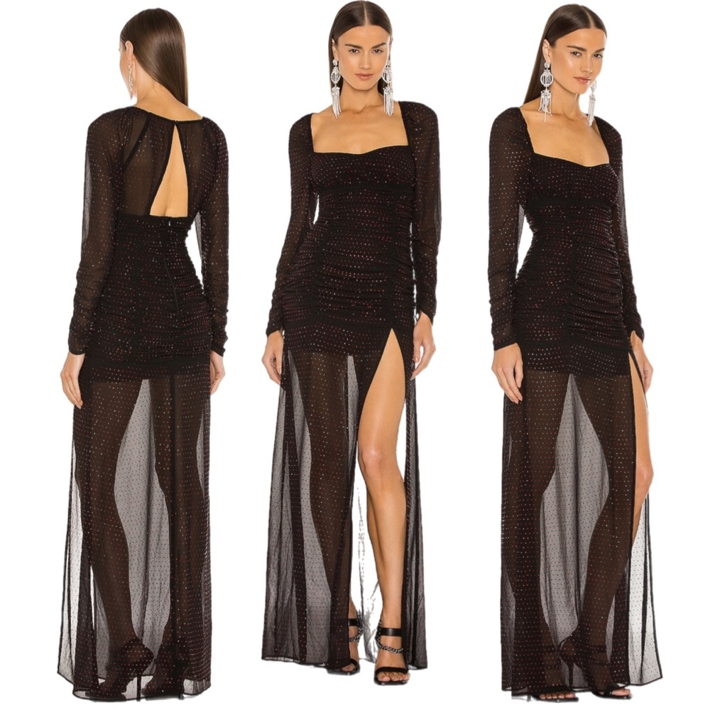 Dundas x Revolve Stardust Maxi Dress in Black and Ruby Size:Small - Picture 1 of 7
